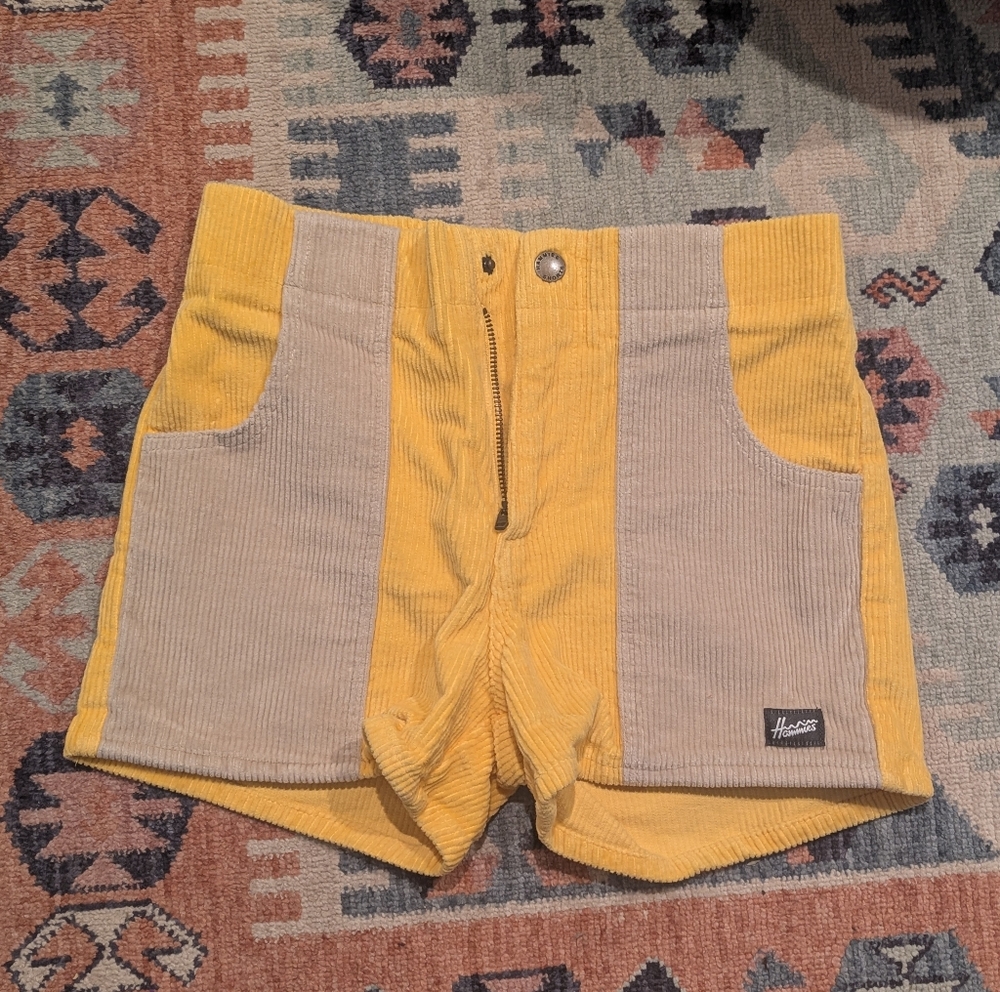 Hammies Yellow and Cream Women's Corduroy Shorts